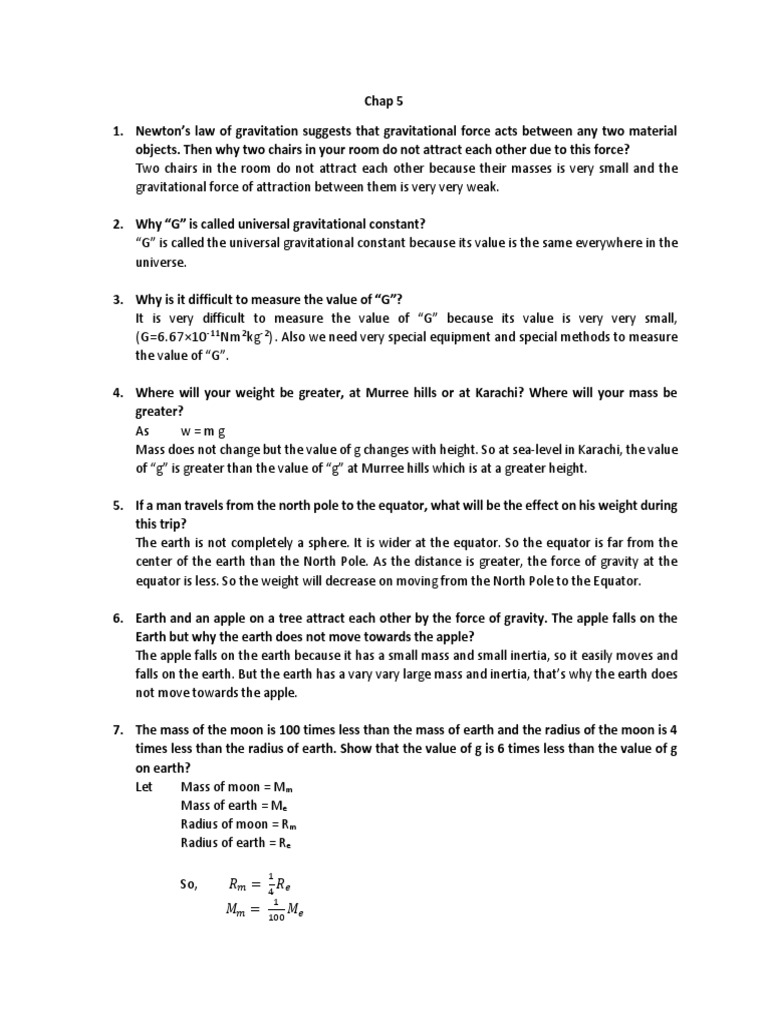 Chap57 National Book Foundation 9th Class Conceptual Questions PDF Buoyancy Gravity