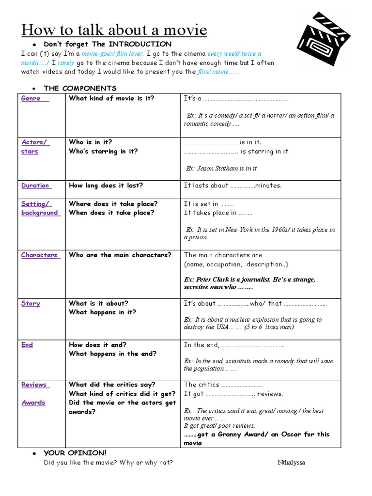 How to Discuss a Movie Effectively | PDF | Games & Activities ...