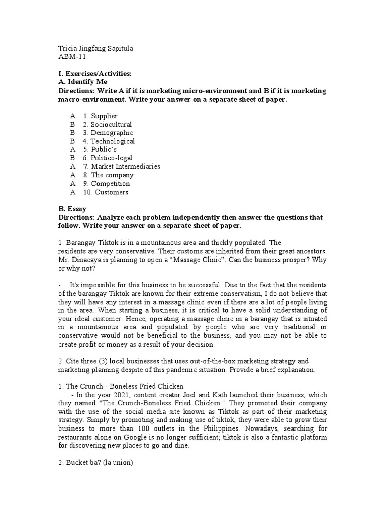 Marketing Activity Examples