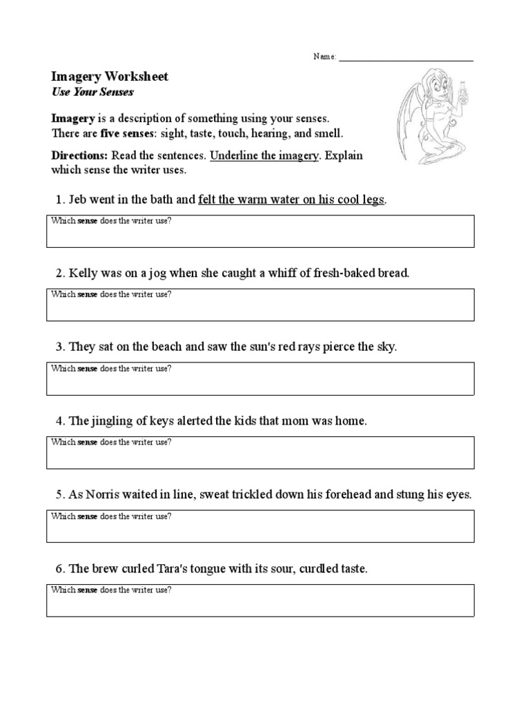 Using Your Senses: An Imagery Worksheet PDF