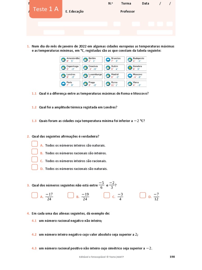 Teste 1A Cap1 | PDF | Cometa | Sol