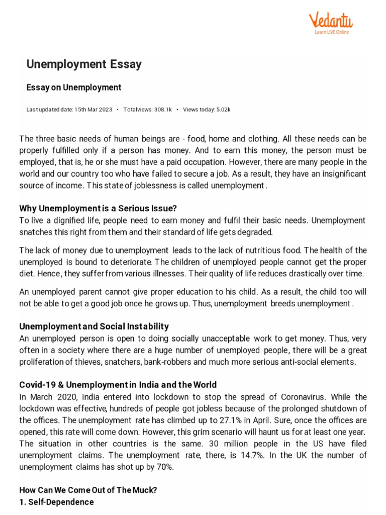 Unemployment Essay PDF