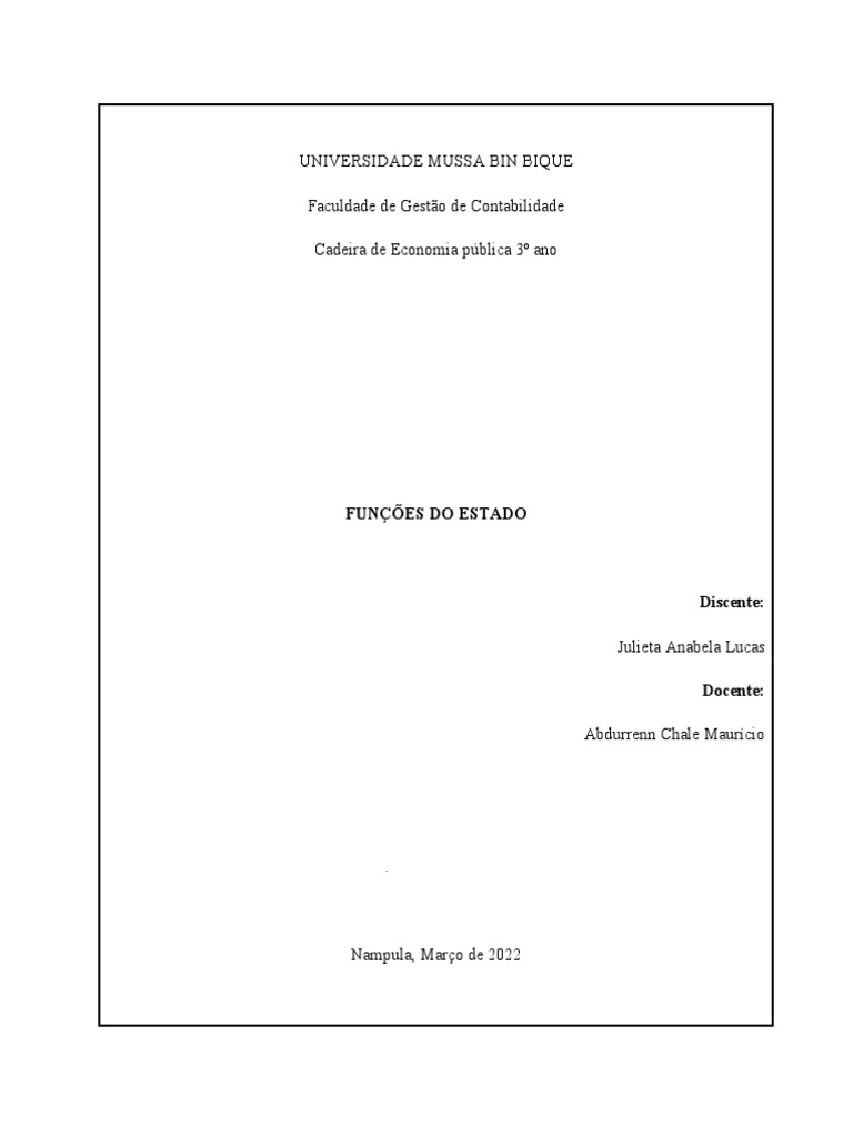 Funcoes do estado para entregar pdf estado na o