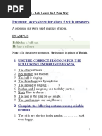 Class 3 Pronouns Worksheet with Answers | PDF | English Grammar | Pronoun