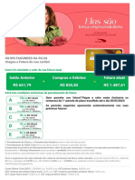 Fatura cartão com opções parcelamento