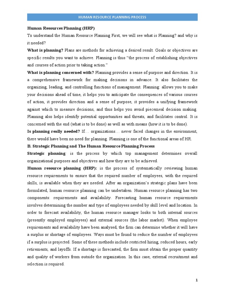 Human Resources Planning Process | PDF | Human Resource Management