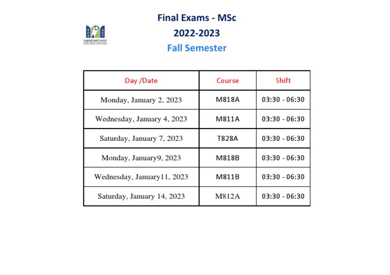 Final Exams - MSC (2022.11.03) | PDF