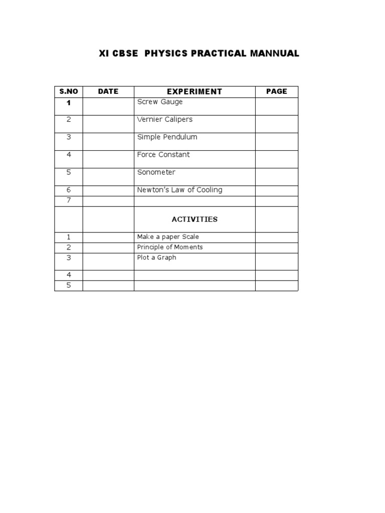 Class 11 Physics Practical Manual | PDF | Logarithm | Thermal Expansion