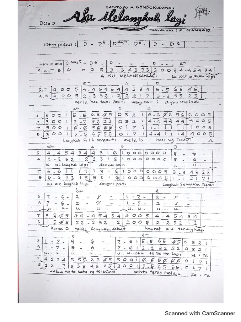Partitur Aku Melangkah Lagi | PDF