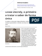 Ovide Decroly o Primeiro A Tratar o Saber de Forma Unica