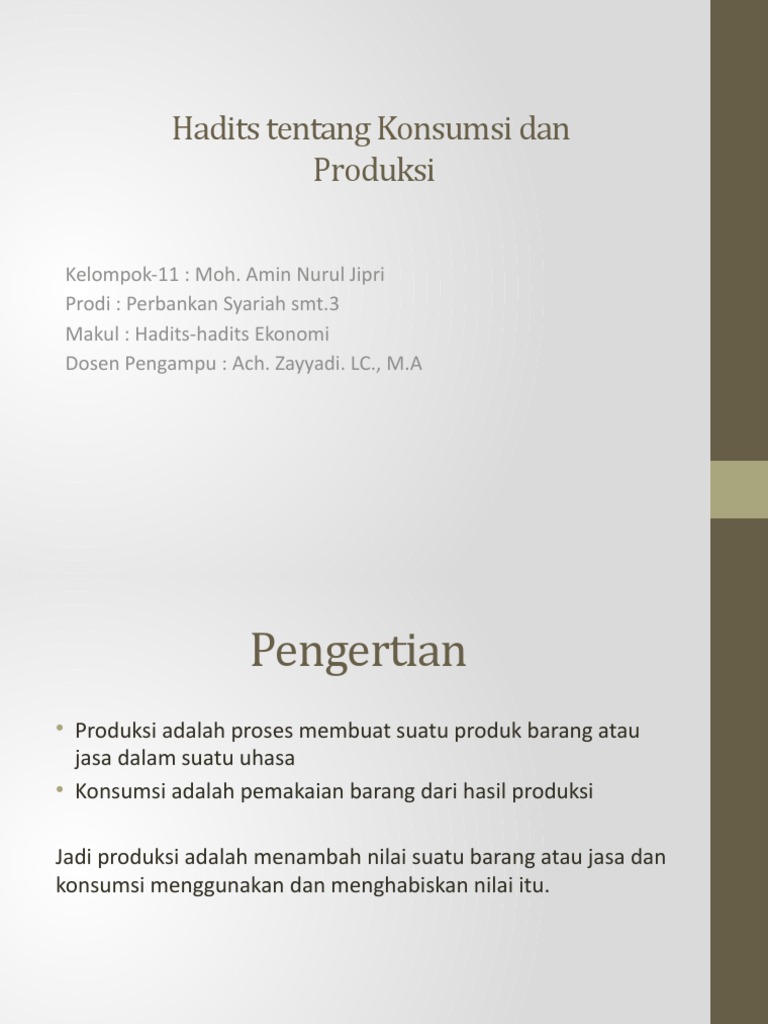Hadits Tentang Konsumsi Dan Produksi | PDF