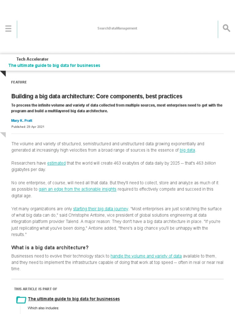 Building A Big Data Architecture - Core Components, Best Practices ...