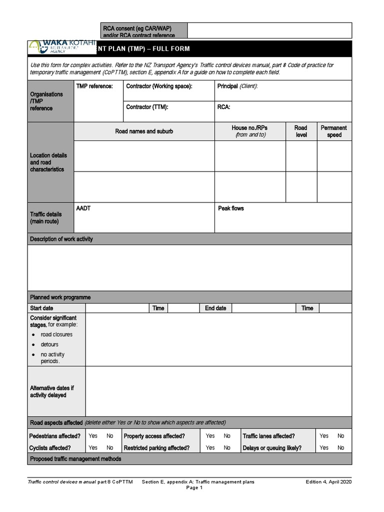 Traffic Management Plan Template | PDF | Traffic | Road