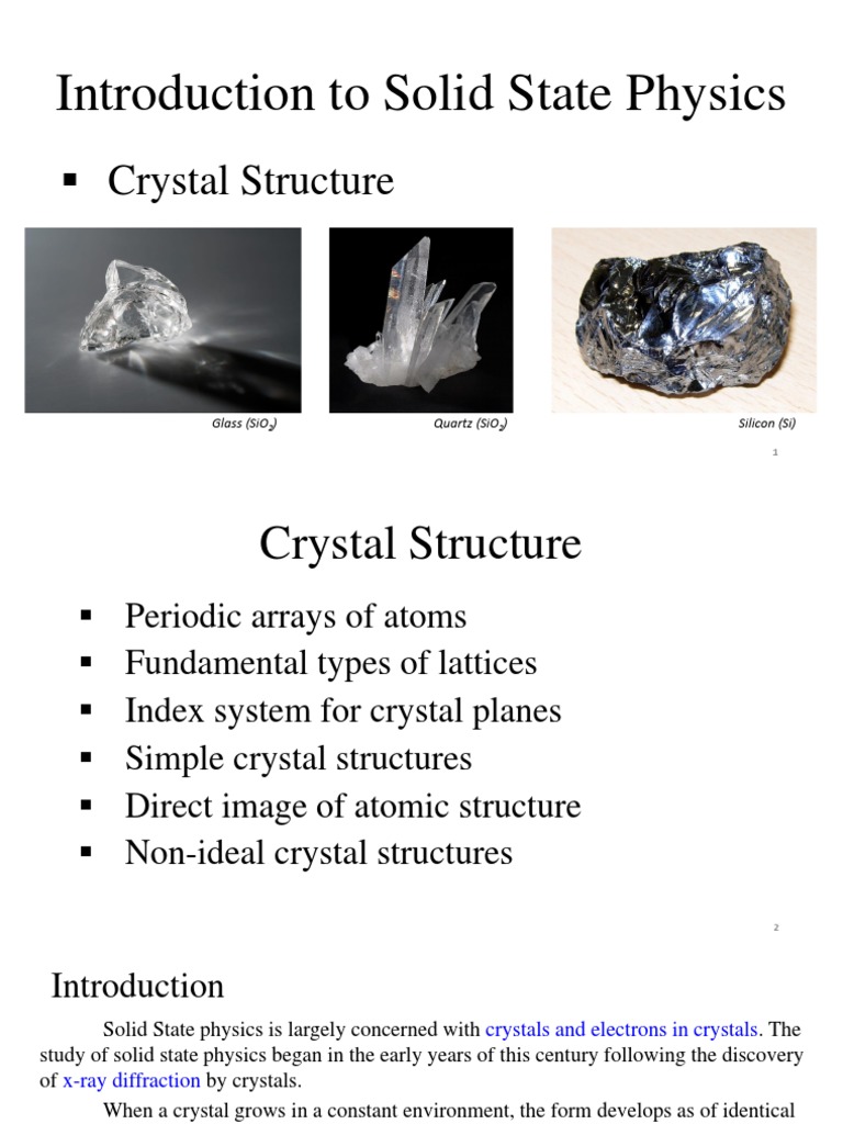 Chapter 1 - Crystal Structure - Part 1 PDF | PDF | Crystal Structure ...