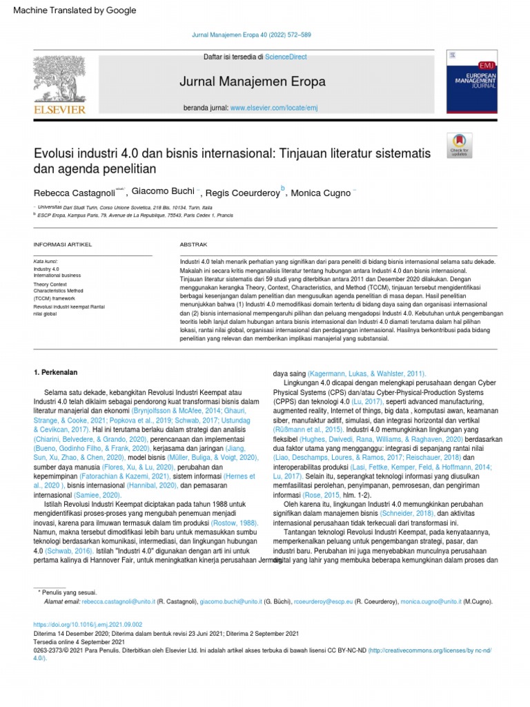 Evolution of Industry 40 and International Business A Systematic ...