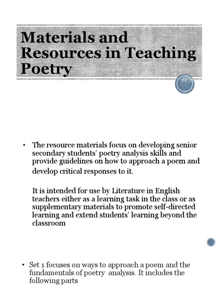 LESSON6Materials and Resources in Teaching Poetry PDF Poetry