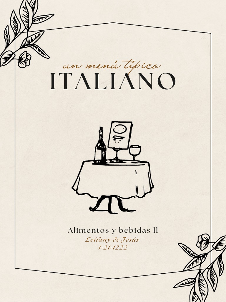 Menú Típico Italiano de 4 Tiempos | PDF | Cocina italiana | Cocina