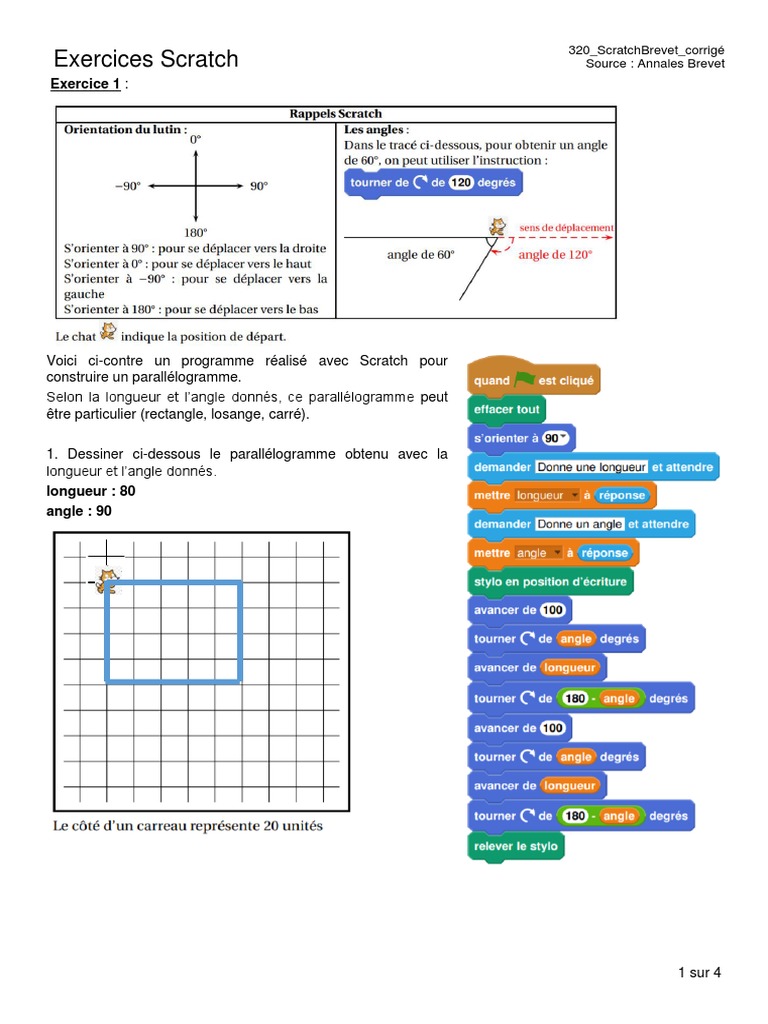 Exercices Scratch : Parallélogrammes et Triangles | PDF | Angle | Géométrie