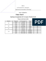 Class Test I: Seating Arrangement of II ND Year of EJ, EE, IF, CM Time 11:30 To 12:30