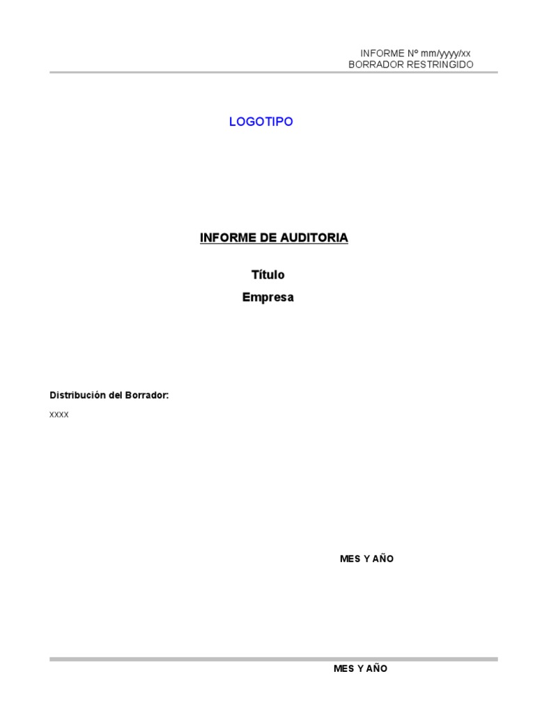 Modelo de Informe Final de Auditoría | PDF | Auditoría financiera ...