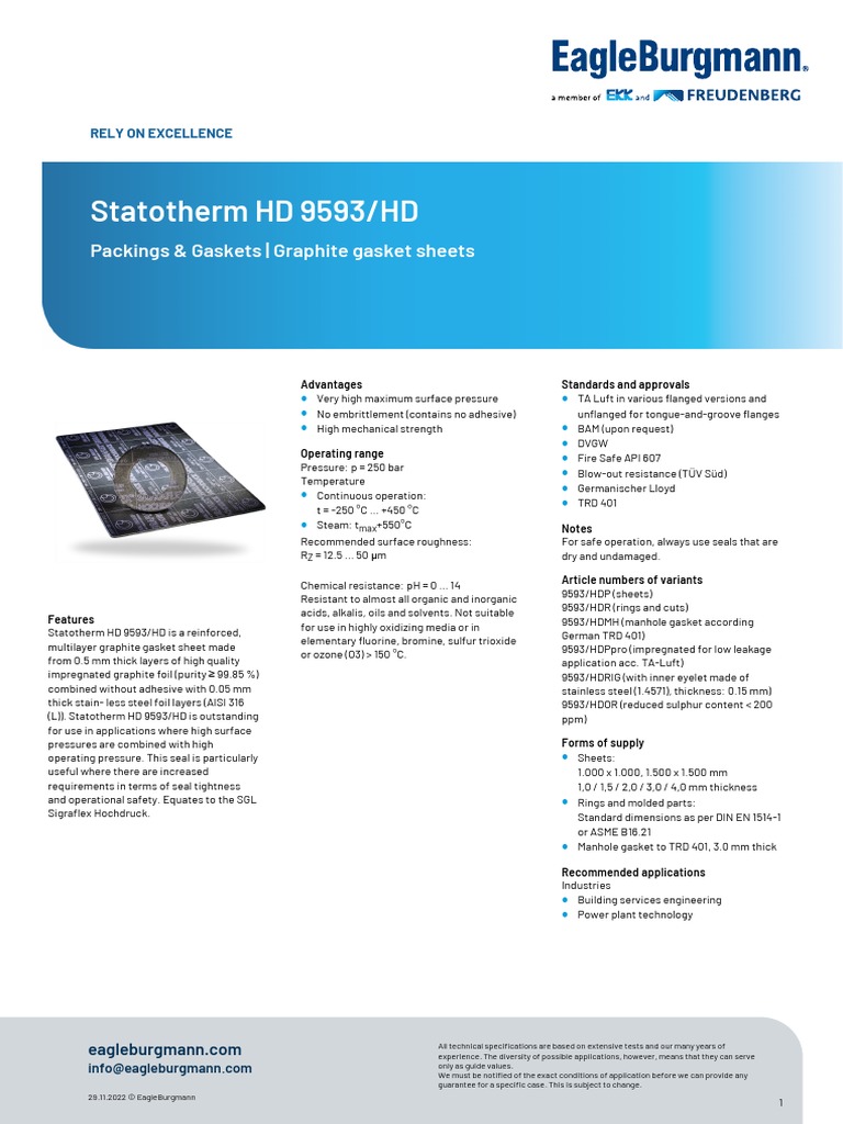 EagleBurgmann - Statotherm HD 9593 - HD - EN | PDF | Physical Sciences ...