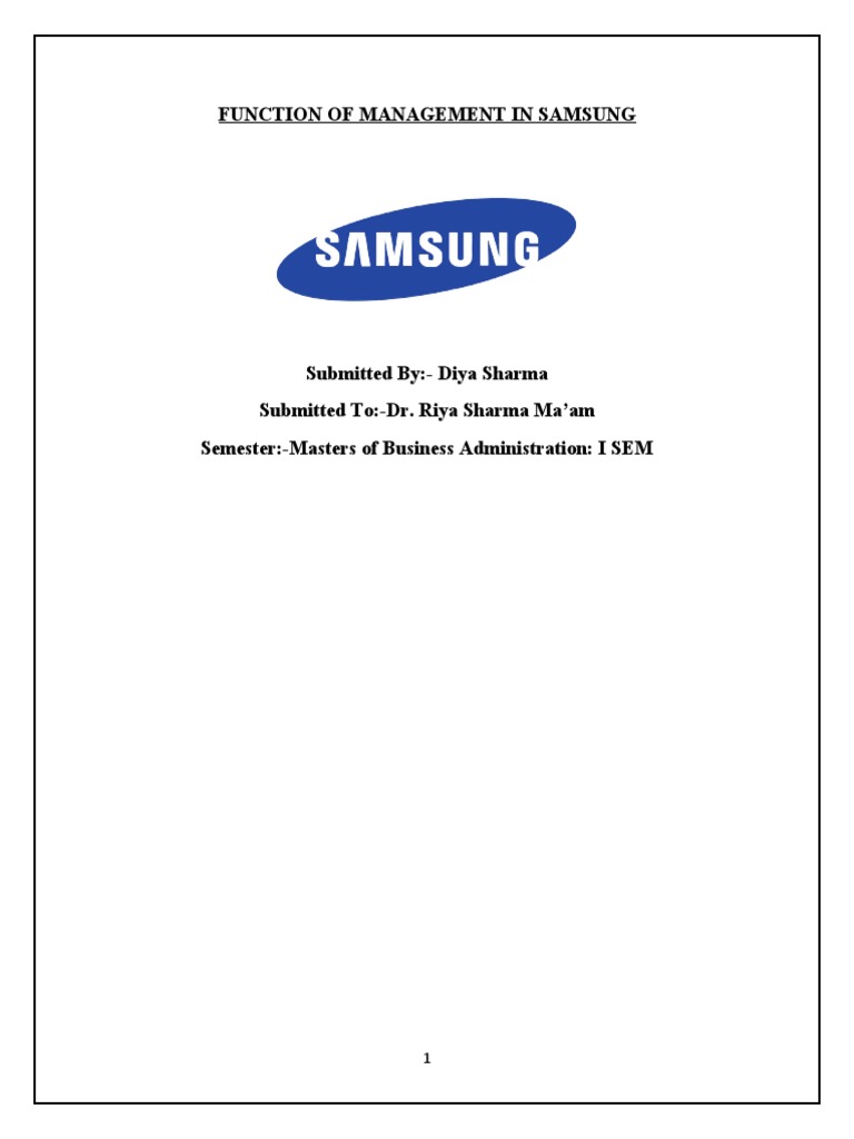 Organizing for Success An Analysis of Samsung