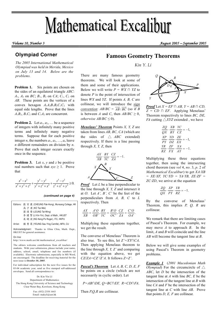 Famous Theorems in Olympiad Geometry | PDF | Triangle | Elementary Geometry
