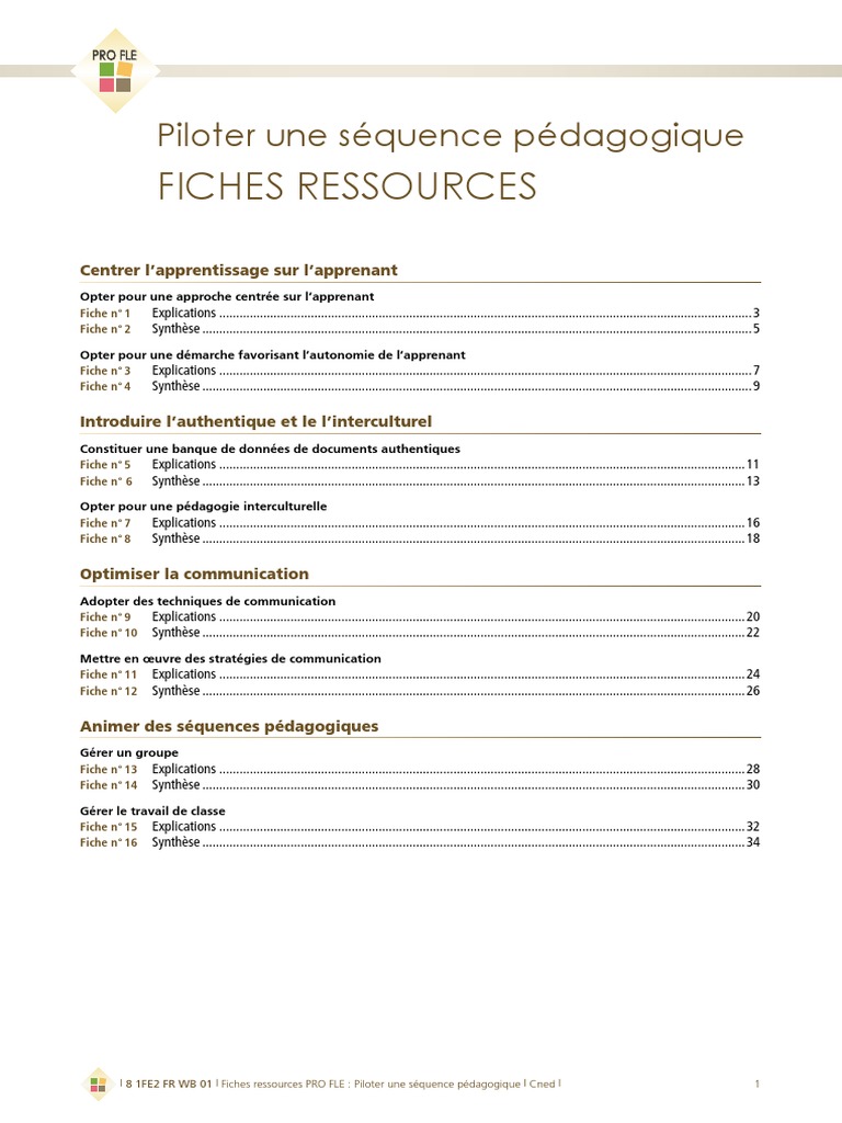 Piloter Une Séquence Pédagogique Pdf Pdf Pédagogie Apprentissage
