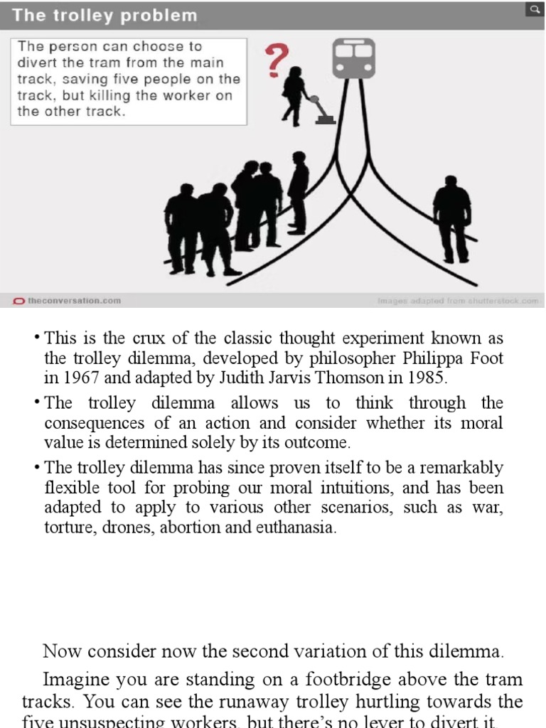Footbridge Trolley Dilemma Explained | PDF | Philosophical Theories ...