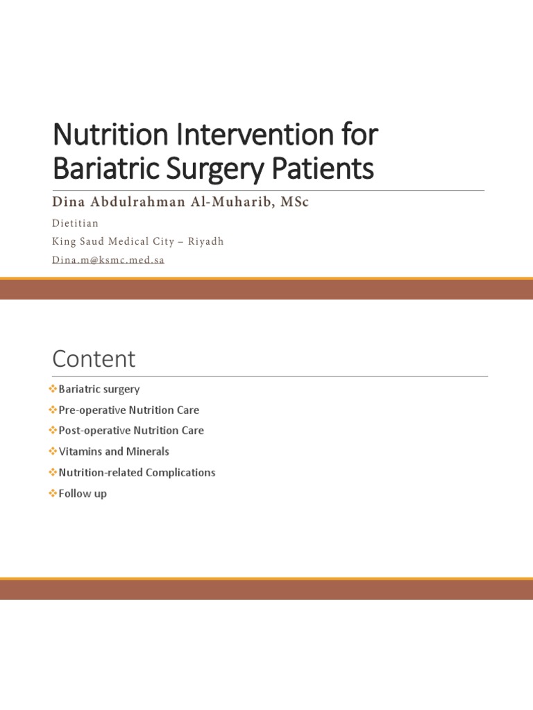 Nutrition Intervention For Bariatric Surgery Patients PDF | PDF ...