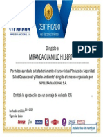 Certificate For MIRANDA GUANILLO HILBERT For - Examen - Inducci - N SSOMA Pa...