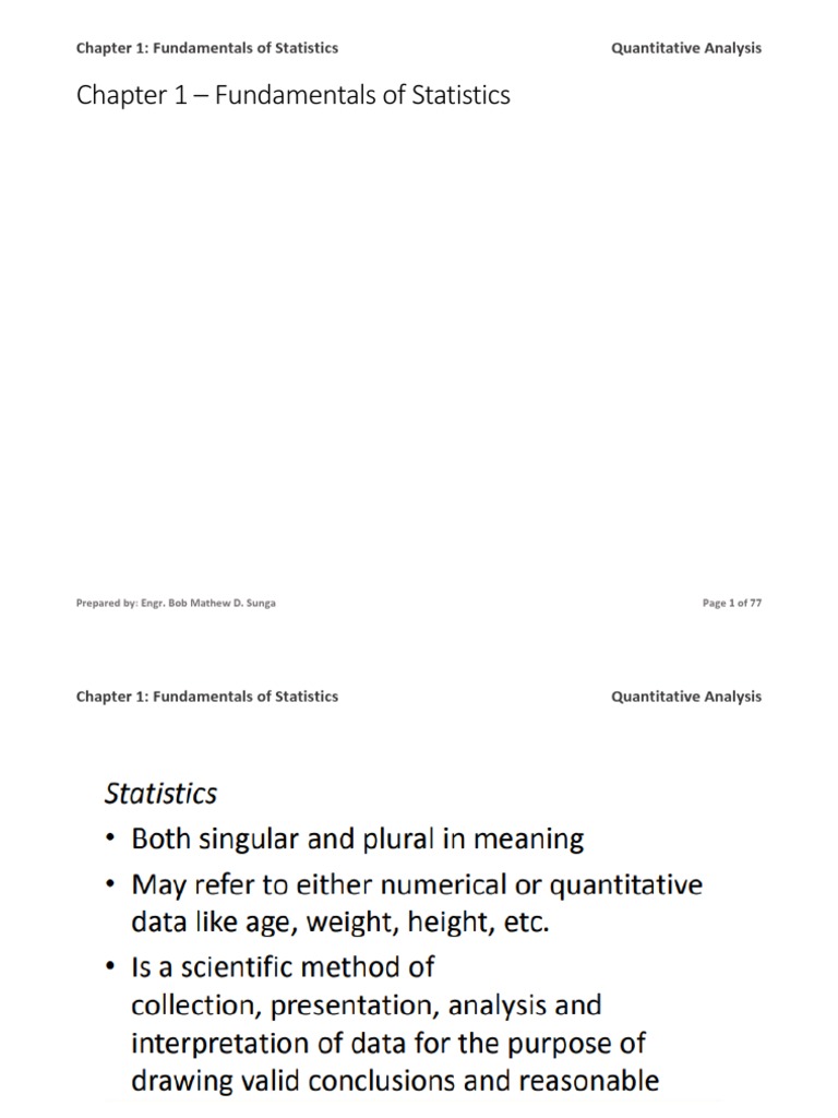 Statistics Fundamentals Overview | PDF | Decision Making | Observation
