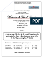 Analyse Et Prédiction de La Qualité Du Tir Par La Méthode Kuz-Ram Application À La Carrière de Kef Azerou Seghir W-BBA PDF