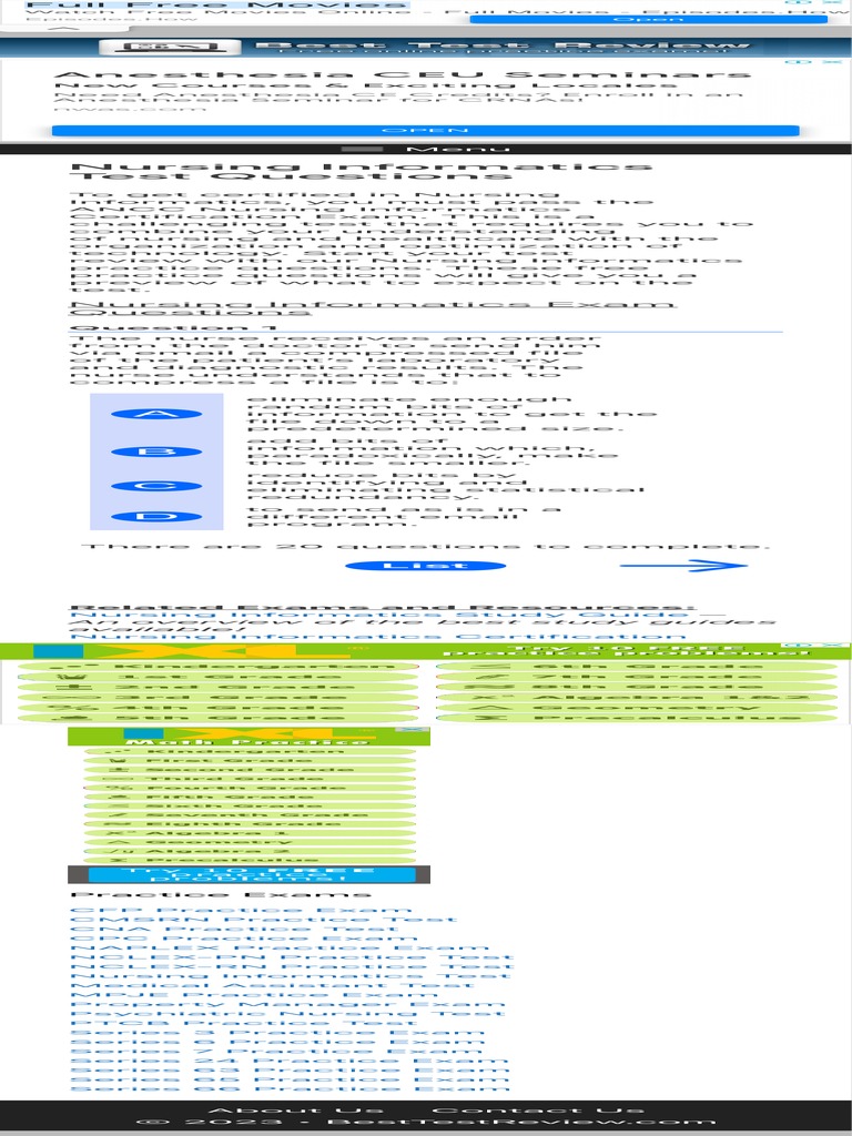Nursing Informatics Test Questions Best Test Review PDF PDF Nursing
