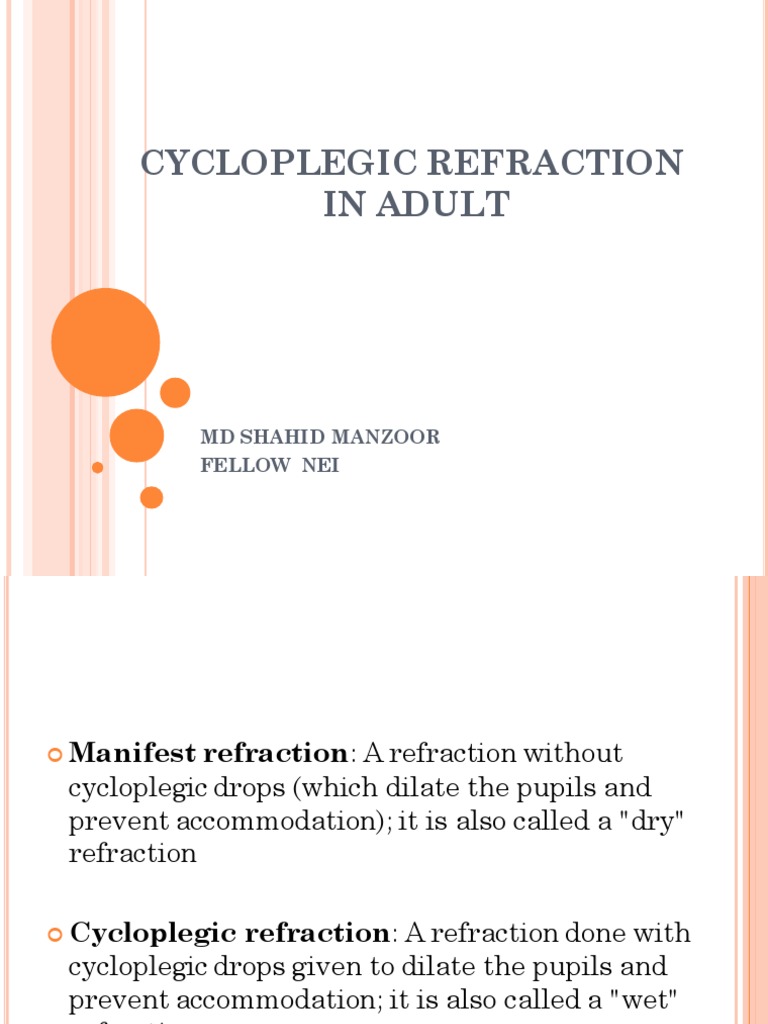 Cycloplegic Refraction in Adult PDF Vision Human Eye