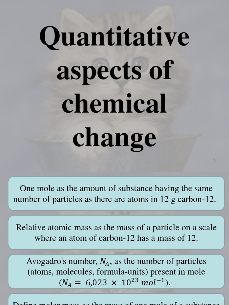 Physical Science Quantitative Aspects of Chemical Change PDF Mole