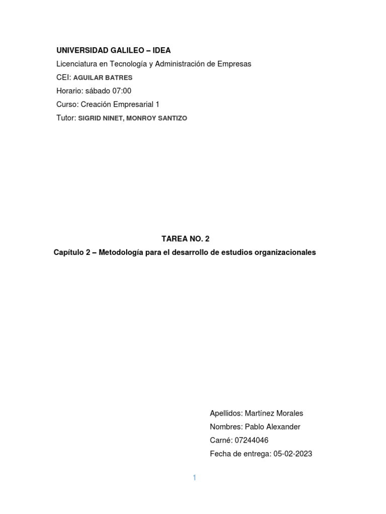 TAREA 2 Metodologia para El Desarrollo de Estudios Organizacionales ...