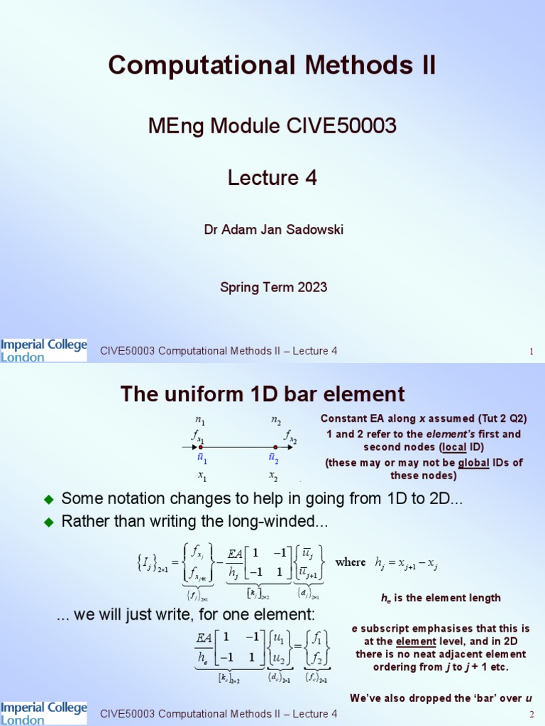 CIVE50003 Computational Methods II - Lecture IV - 250123 V3 | PDF ...
