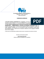 PET Center comunica participação de 4,55% da Navi