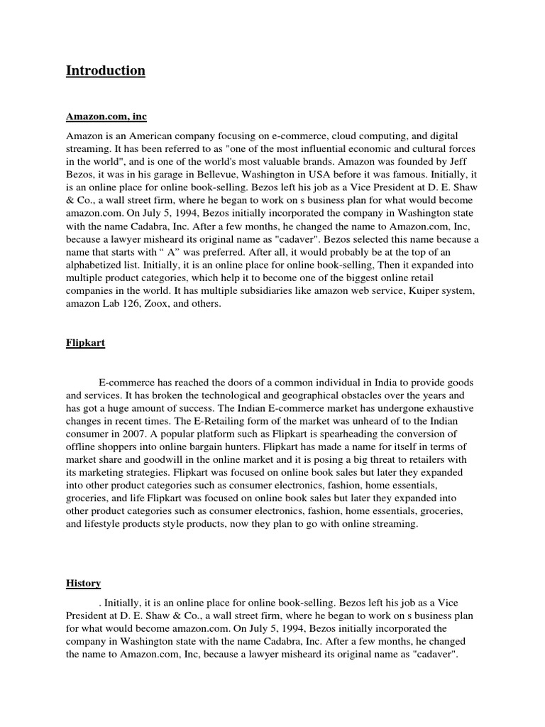 Introduction To Amazon and Flipkart | PDF | Business Process | Marketing