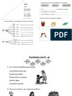 Práctica de la consonante PR con oraciones y crucigramas