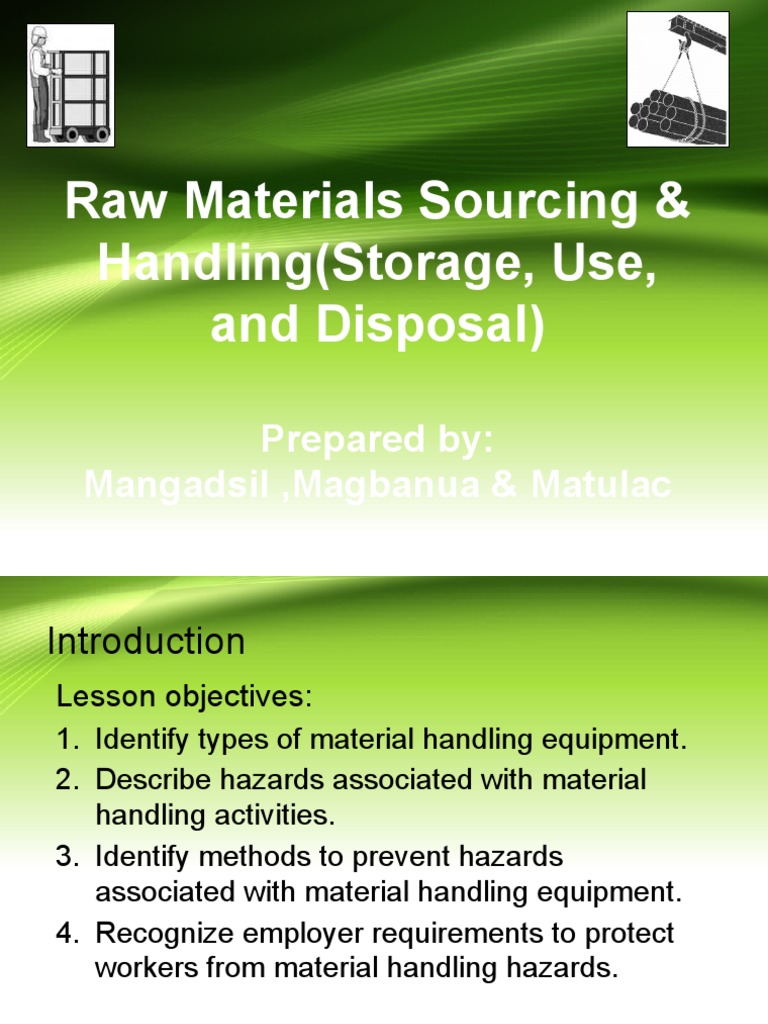 Raw Materials Sourcing HandlingStorage Use and Disposal | Download Free ...