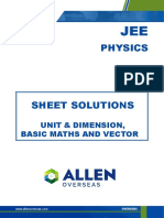 JEE Physics Unit & Dimension, Basic Maths and Vector Sheet Solutions
