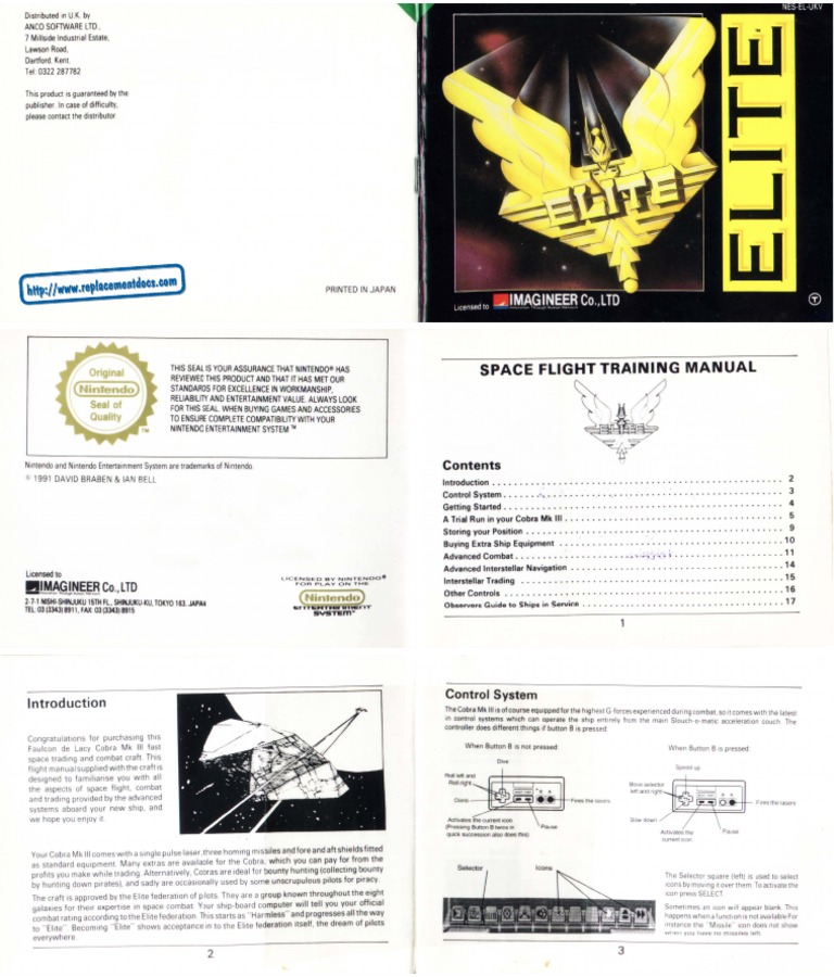Elite - Manual - NES | PDF