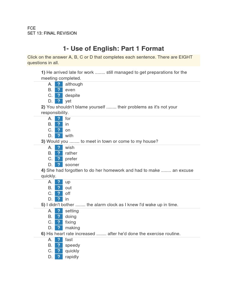 FCE English Revision Practice | PDF
