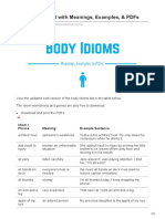 Body Idioms List With Meanings Examples PDFs