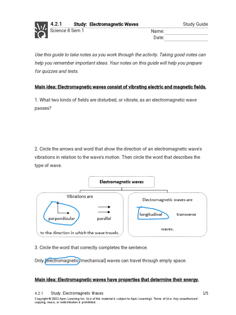 4.2.1 Study - Electromagnetic Waves (Study Guide) | PDF | Waves ...