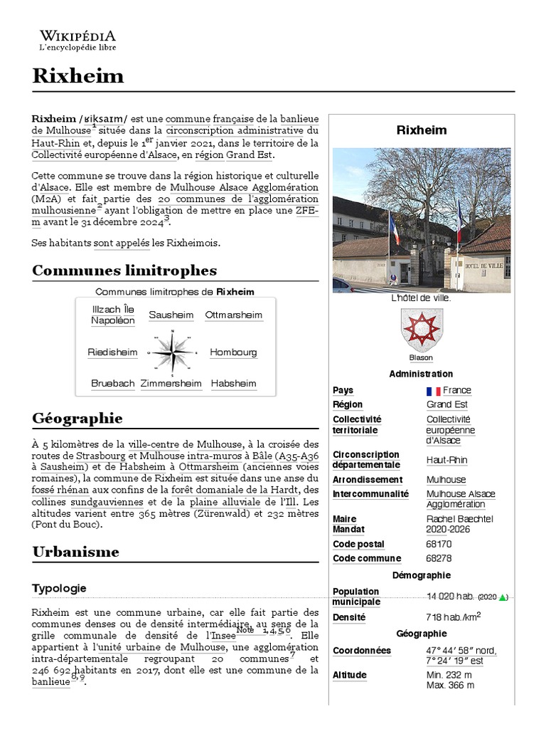 Rixheim - Wikipédia | PDF