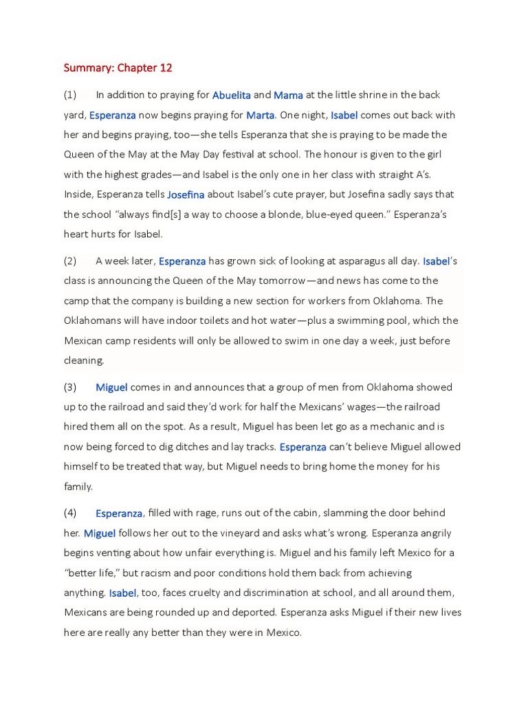 Esperanza Rising Chapter 12 Summary | PDF | Social Science | Classics