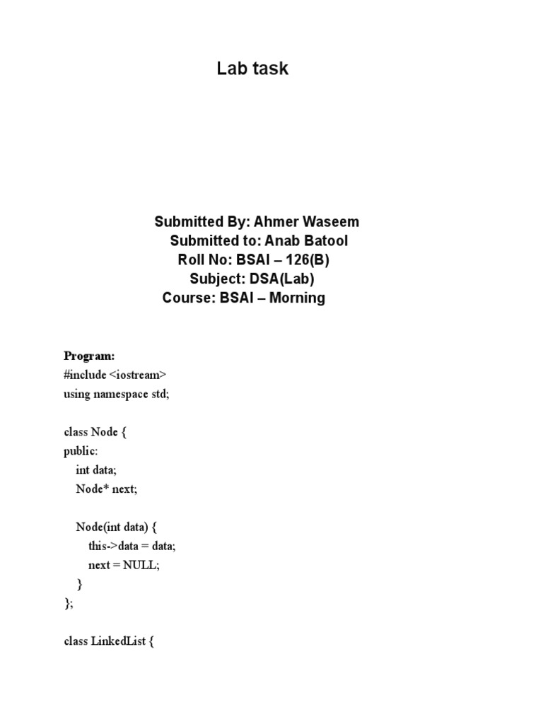 Ahmer Lab Code Task PDF Computer Programming Algorithms And Data